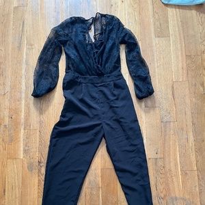 H&M, Black Lace Long sleeve jumpsuit, Size US4